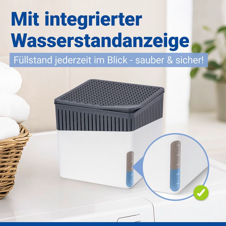 Produktbild: Raumentfeuchter Mod. Cube Wei&szlig; 1000 g mit Nachf&uuml;ller, beugt Schimmel und Ger&uuml;chen vor