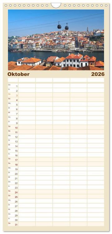 Produktbild: Familienplaner 2026 - Bom Dia Sch&ouml;nes Porto mit 5 Spalten (Wandkalender, 21 x 45 cm) CALVENDO