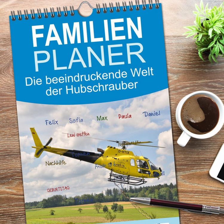 Produktbild: Familienplaner 2026 - Die beeindruckende Welt der Hubschrauber mit 5 Spalten (Wandkalender, 21 x 45 cm) CALVENDO