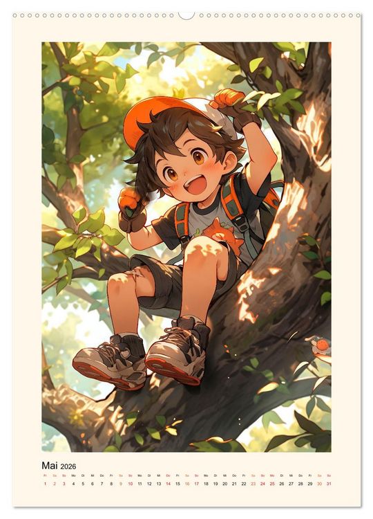 Produktbild: Manga Kinder - ein gl&uuml;ckliches Jahr (hochwertiger Premium Wandkalender 2026 DIN A2 hoch), Kunstdruck in Hochglanz
