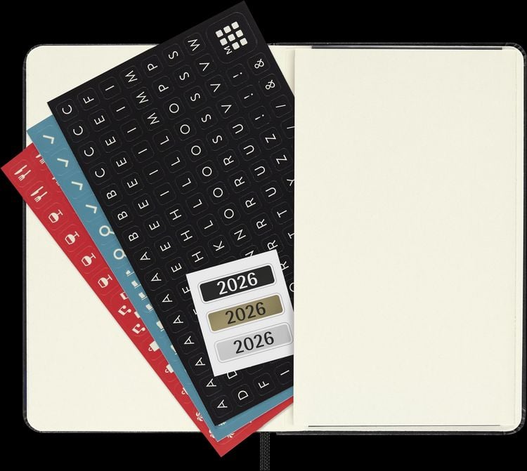 Produktbild: Moleskine 12 Monate Wochen Notizkalender 2026, Pocket/A6, 1 Wo = 1 Seite, rechts linierte Seite, fester Einband, Schwarz
