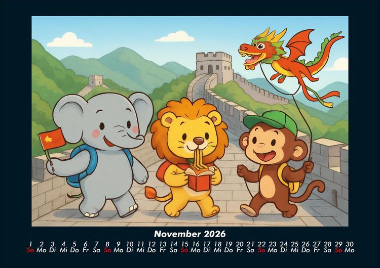 Produktbild: Raffi, Buschi & Milo - Drei Freunde auf Weltreise 2026 Fotokalender DIN A4