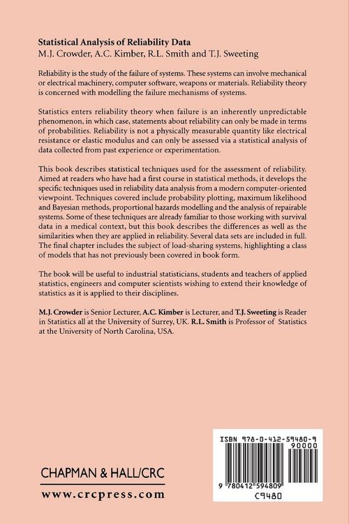 Produktbild: Statistical Analysis of Reliability Data
