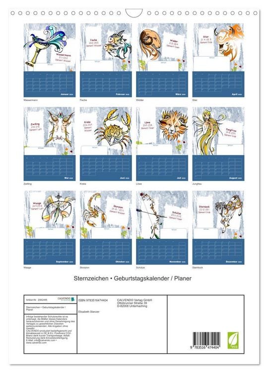 Produktbild: Sternzeichen &bull; Geburtstagskalender / Planer (Wandkalender 2026 DIN A3 hoch), CALVENDO Monatskalender