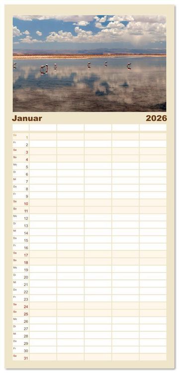 Produktbild: Familienplaner 2026 - Die Farben der Anden - Argentinien und Chile mit 5 Spalten (Wandkalender, 21 x 45 cm) CALVENDO
