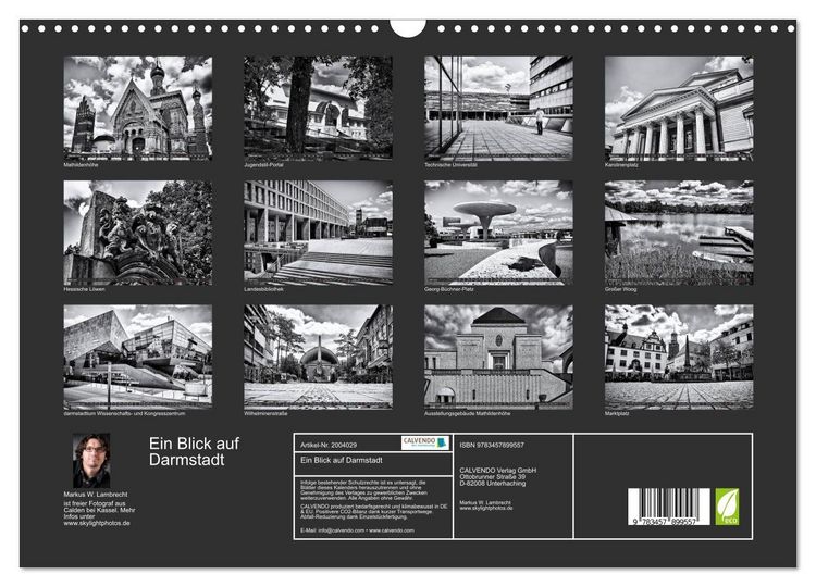 Produktbild: Ein Blick auf Darmstadt (Wandkalender 2026 DIN A3 quer), CALVENDO Monatskalender