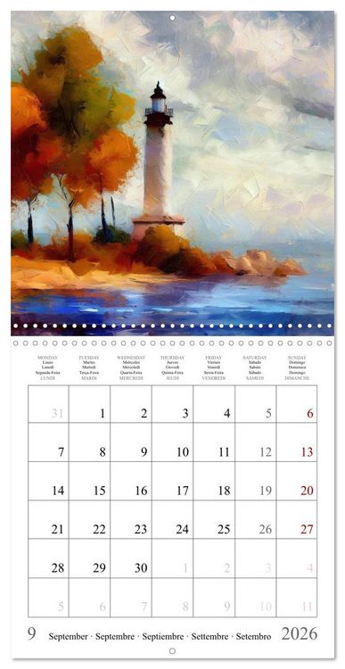 Produktbild: Phares de fantaisie (Calendrier mural carr&eacute; 2026 30x30 cm) Calendrier double avec une page pour vos prises de notes