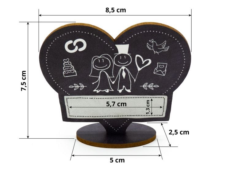 Produktbild: familiawedding 10 Tischkarten zur Hochzeit black doodle Herz-Design