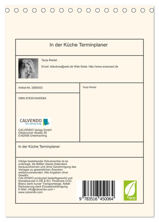 Produktbild: In der K&uuml;che Terminplaner (Tischkalender 2026 DIN A5 hoch), CALVENDO Monatskalender