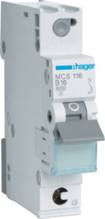 Produktbild: Hager MCS116 MCS116 Leitungsschutzschalter 1phasig 16A 230 V, 400V