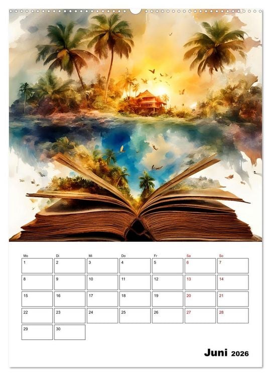 Produktbild: Magische surreale Buchwelten (hochwertiger Premium Wandkalender 2026 DIN A2 hoch), Kunstdruck in Hochglanz