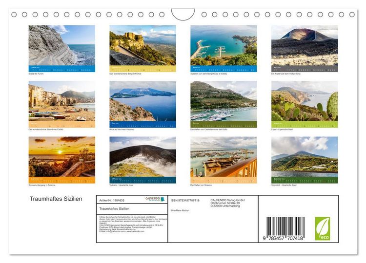 Produktbild: Traumhaftes Sizilien (Wandkalender 2026 DIN A4 quer), CALVENDO Monatskalender