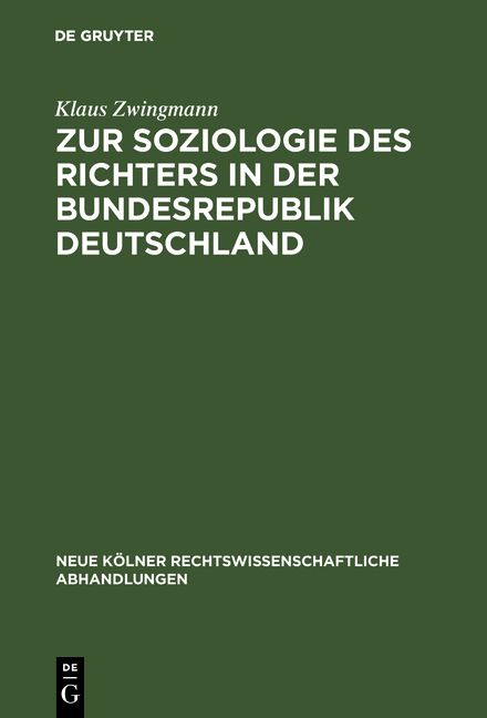 Produktbild: Zur Soziologie des Richters in der Bundesrepublik Deutschland
