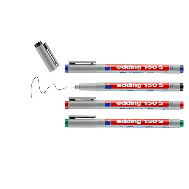Produktbild: Edding Folienschreiber Non-permanent Pen edding 150 S, 4er Set
