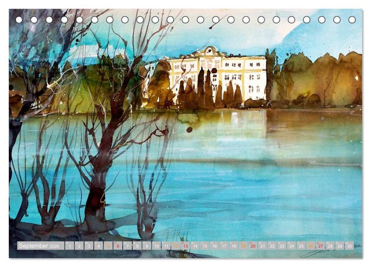 Produktbild: Aquarelle aus der Mozartstadt Salzburg (Tischkalender 2026 DIN A5 quer), CALVENDO Monatskalender