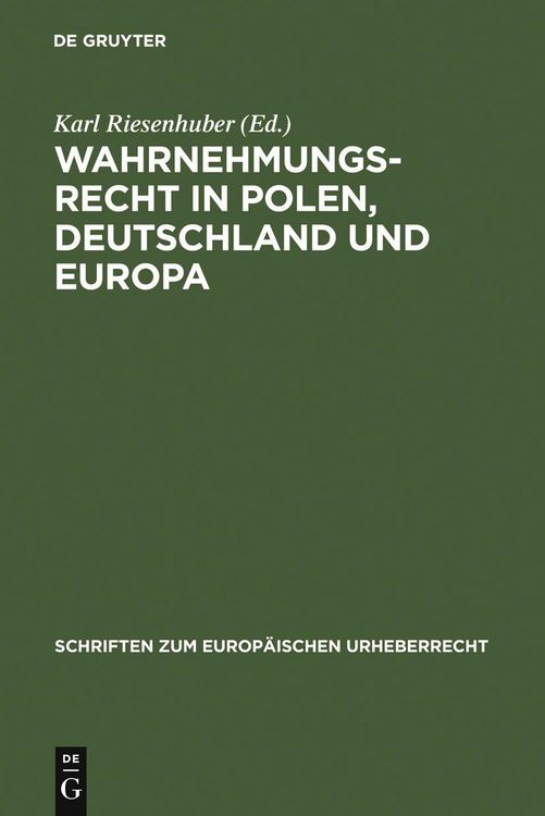 Produktbild: Wahrnehmungsrecht in Polen, Deutschland und Europa