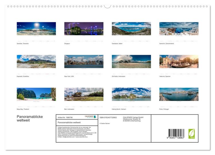 Produktbild: Panoramablicke weltweit (hochwertiger Premium Wandkalender 2026 DIN A2 quer), Kunstdruck in Hochglanz