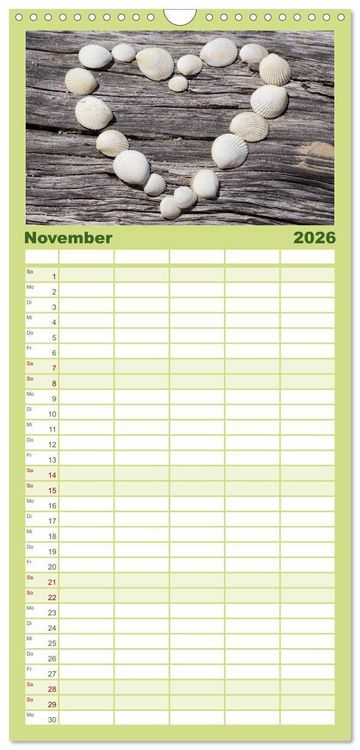 Produktbild: Familienplaner 2026 - Strandgut und Meer mit 5 Spalten (Wandkalender, 21 x 45 cm) CALVENDO