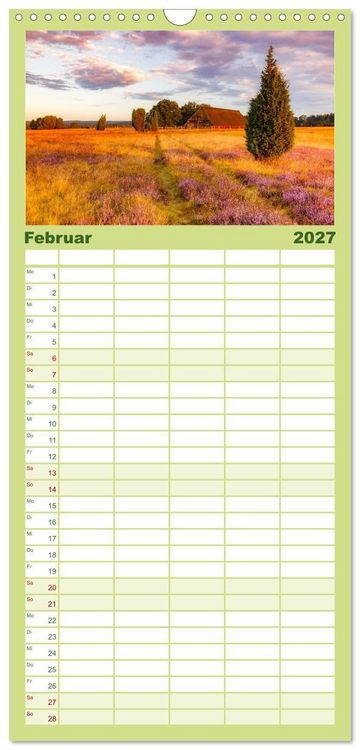 Produktbild: Familienplaner 2027 - Romantische Heidebl&uuml;te mit 5 Spalten (Wandkalender, 21 x 45 cm) CALVENDO