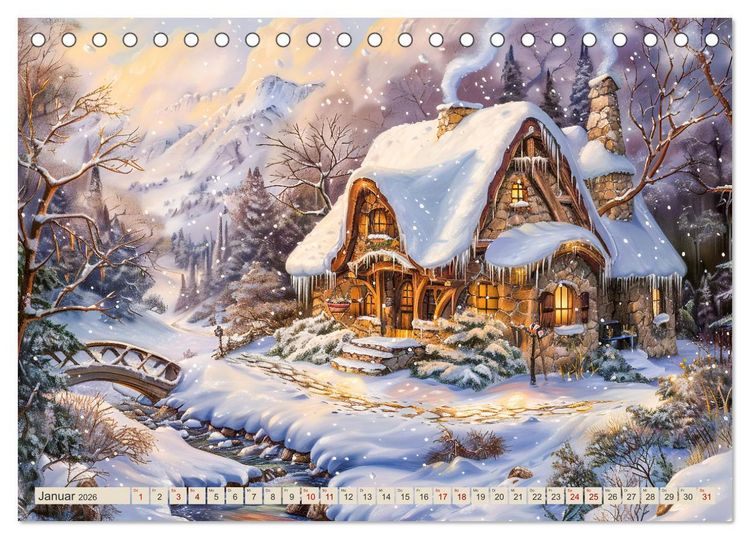 Produktbild: Kleine Cottages - Romantische Fantasieh&auml;uschen (Tischkalender 2026 DIN A5 quer), CALVENDO Monatskalender