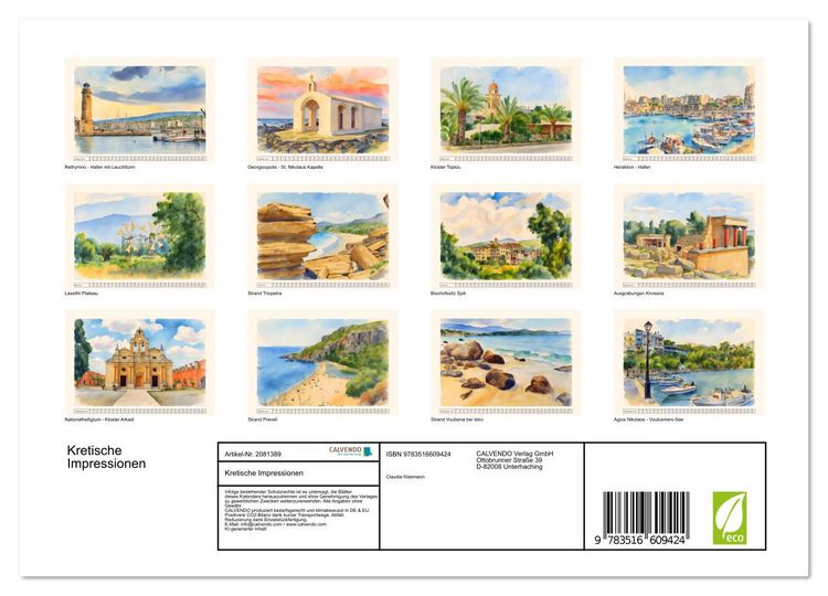 Produktbild: Kretische Impressionen (Wandkalender 2026 DIN A4 quer), CALVENDO Monatskalender