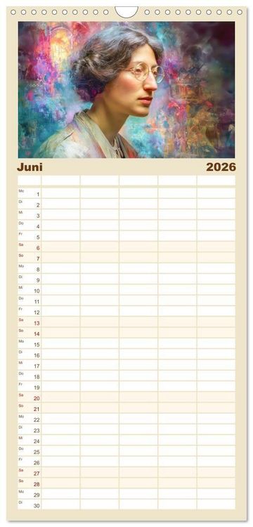 Produktbild: Familienplaner 2026 - Mystiker und Denker - Bekannte Gesichter der Vergangenheit mit 5 Spalten (Wandkalender, 21 x 45 cm) CALVENDO