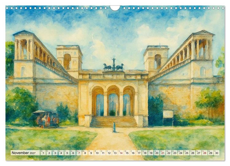 Produktbild: Potsdam &ndash; Historische Ansichten im Aquarellstil (Wandkalender 2027 DIN A3 quer), CALVENDO Monatskalender