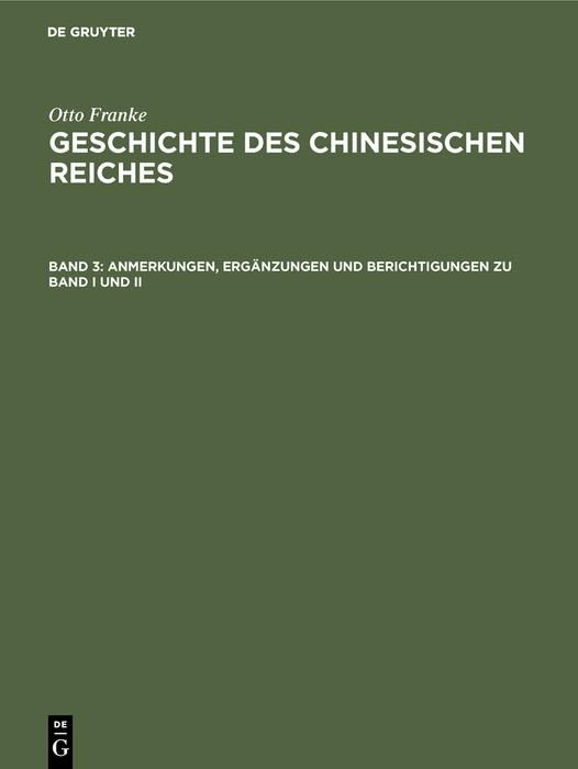 Produktbild: Anmerkungen, Erg&auml;nzungen und Berichtigungen zu Band I und II