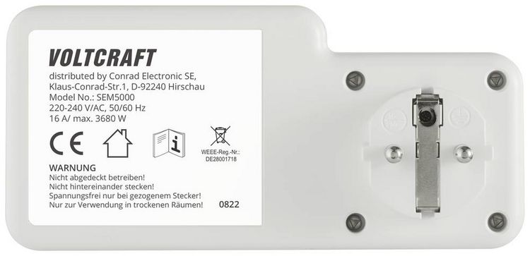 Produktbild: VOLTCRAFT SEM5000 Energiekosten-Messger&auml;t Kostenprognose, Alarmfunktion, Stromtarif einstellbar, Datenloggerfunktion