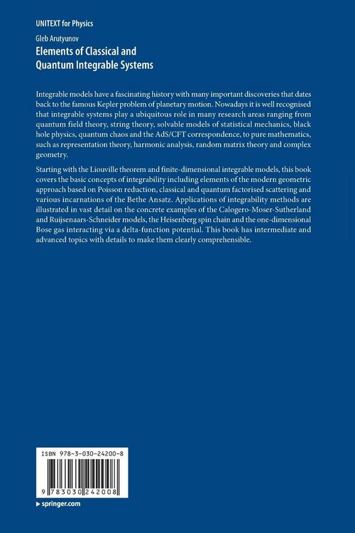 Produktbild: Elements of Classical and Quantum Integrable Systems