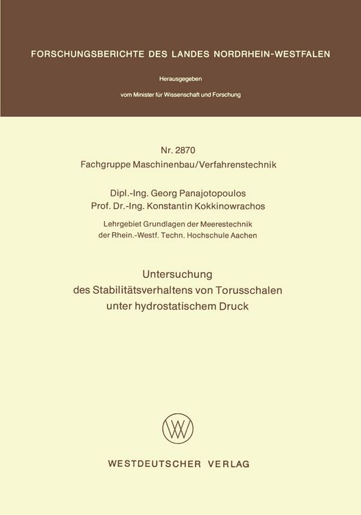 Produktbild: Untersuchung des Stabilit&auml;tsverhaltens von Torusschalen unter hydrostatischem Druck