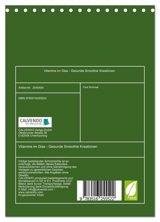 Produktbild: Vitamine im Glas - Gesunde Smoothie Kreationen (Tischkalender 2026 DIN A5 hoch), CALVENDO Monatskalender