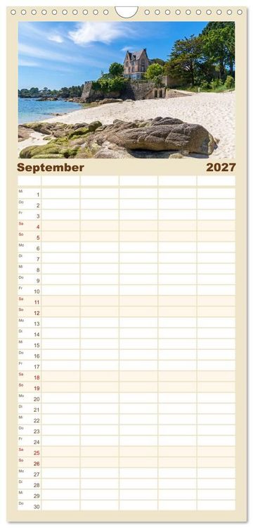 Produktbild: Familienplaner 2027 - Bretagne - Traumk&uuml;sten im s&uuml;dlichen Finist&egrave;re mit 5 Spalten (Wandkalender, 21 x 45 cm) CALVENDO