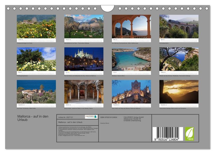 Produktbild: Mallorca - auf in den Urlaub (Wandkalender 2026 DIN A4 quer), CALVENDO Monatskalender