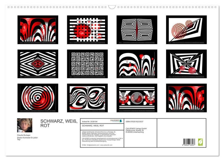 Produktbild: SCHWARZ, WEI&szlig;, ROT (Wandkalender 2026 DIN A2 quer), CALVENDO Monatskalender