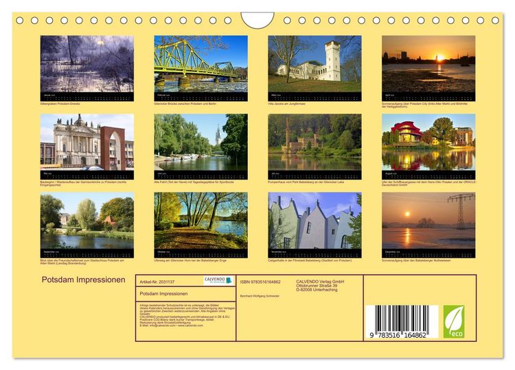 Produktbild: Potsdam Impressionen (Wandkalender 2026 DIN A4 quer), CALVENDO Monatskalender