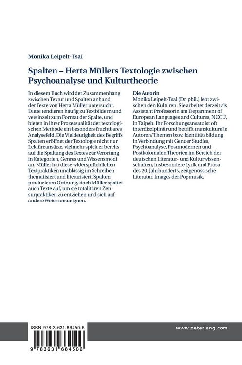Produktbild: Spalten &ndash; Herta M&uuml;llers Textologie zwischen Psychoanalyse und Kulturtheorie