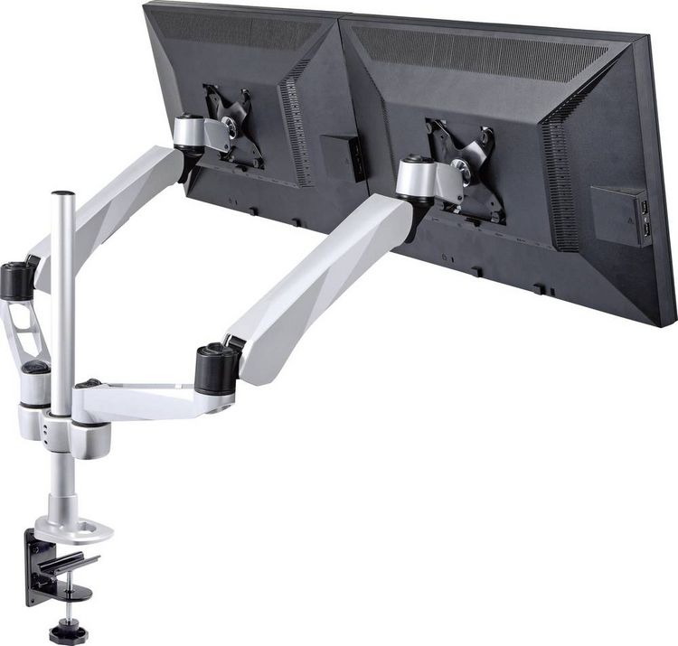 Produktbild: SpeaKa Professional Monitor-Tischhalterung SP-3947568 Flex 2 Display(s) 25,4cm (10") - 68,6cm (27") Schwarz, Silbe