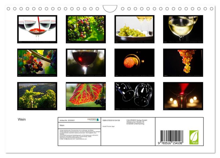 Produktbild: Wein (Wandkalender 2026 DIN A4 quer), CALVENDO Monatskalender