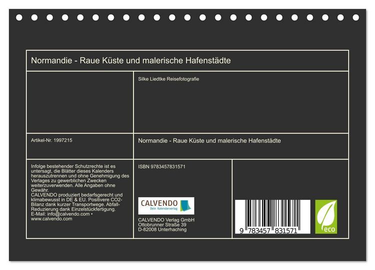 Produktbild: Normandie - Raue K&uuml;ste und malerische Hafenst&auml;dte (Tischkalender 2026 DIN A5 quer), CALVENDO Monatskalender