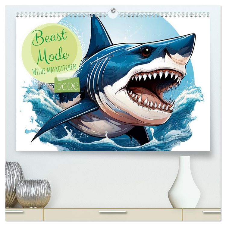 Produktbild: Beast Mode - Wilde Maskottchen (hochwertiger Premium Wandkalender 2026 DIN A2 quer), Kunstdruck in Hochglanz