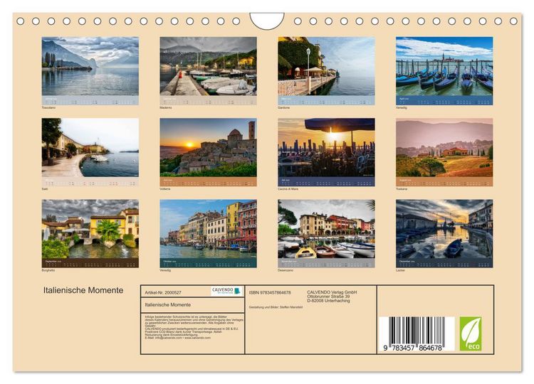 Produktbild: Italienische Momente (Wandkalender 2026 DIN A4 quer), CALVENDO Monatskalender