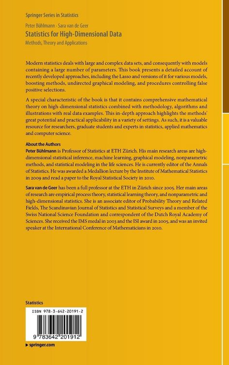 Produktbild: Statistics for High-Dimensional Data