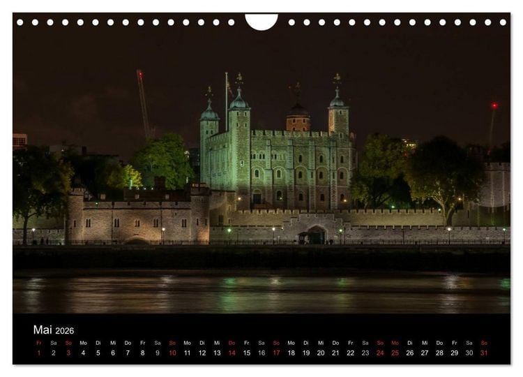 Produktbild: London - Nachts an der Themse (Wandkalender 2026 DIN A4 quer), CALVENDO Monatskalender