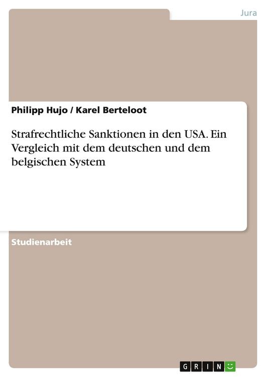 Produktbild: Strafrechtliche Sanktionen in den USA. Ein Vergleich mit dem deutschen und dem belgischen System