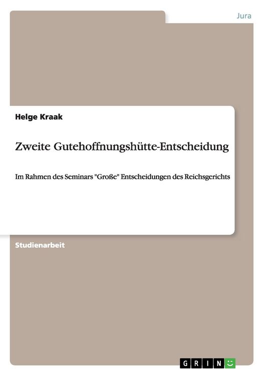 Produktbild: Zweite Gutehoffnungsh&uuml;tte-Entscheidung
