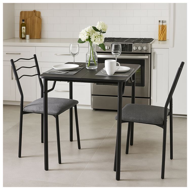 Produktbild: HTI-Living Essgruppe Thora 3-teilig Tischplatte Schwarz Essgruppe Thora 3-teilig Tischplatte Schwarz