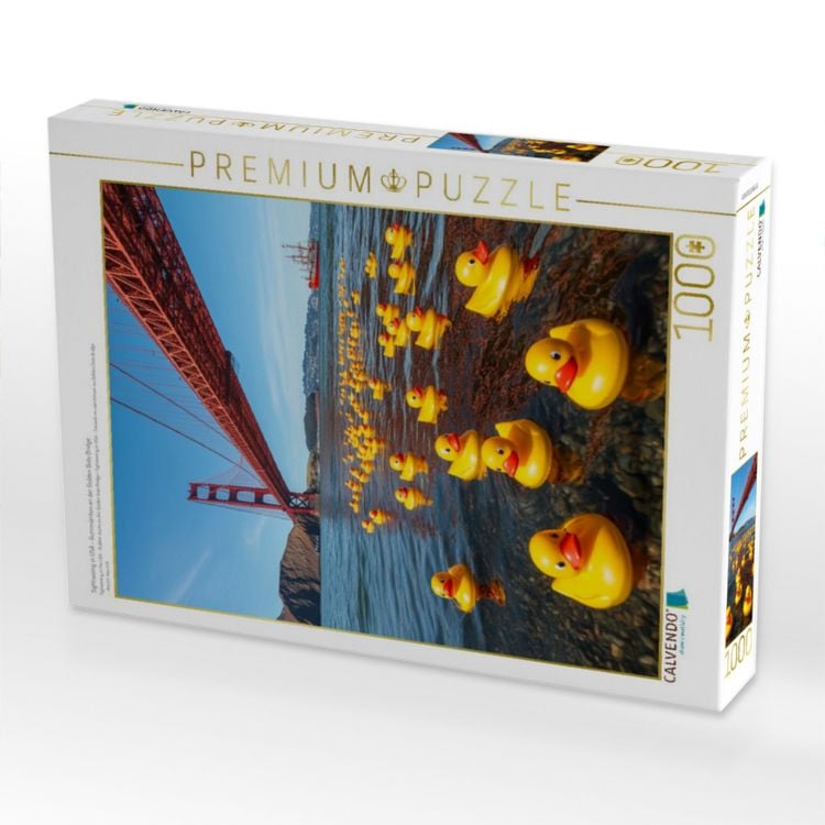 Produktbild: CALVENDO Puzzle Sightseeing in USA - Gummienten an der Golden Gate Bridge | 1000 Teile Lege-Gr&ouml;&szlig;e 64x48cm Foto-Puzzle f&uuml;r gl&uuml;ckliche Stunden
