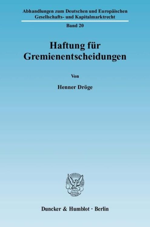 Produktbild: Haftung f&uuml;r Gremienentscheidungen.