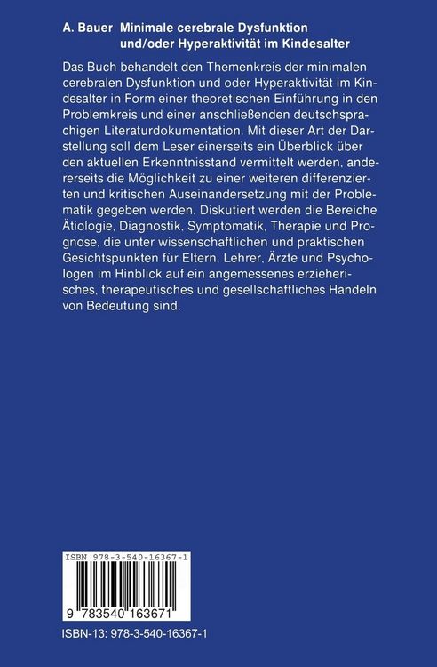 Produktbild: Minimale cerebrale Dysfunktion und/oder Hyperaktivit&auml;t im Kindesalter